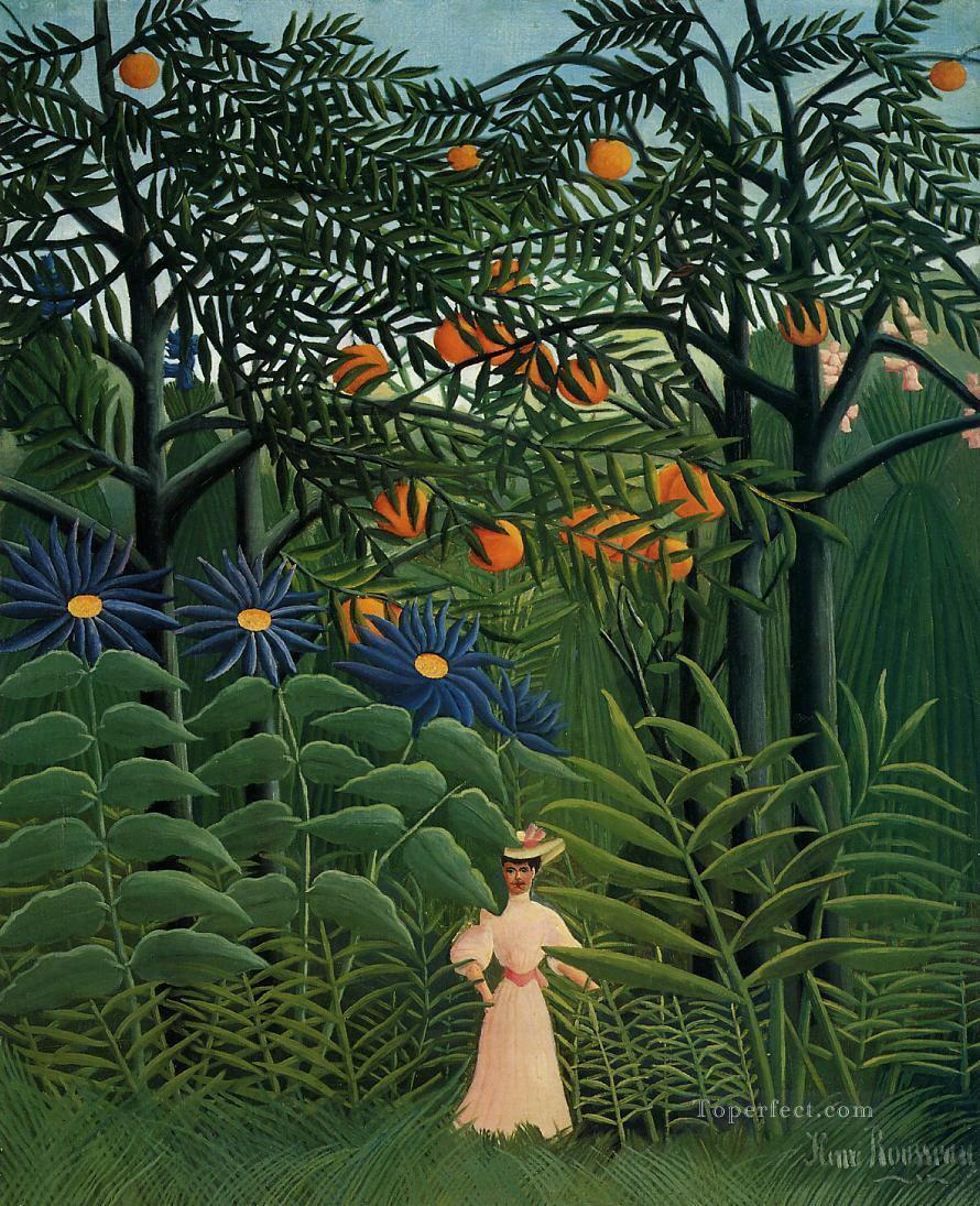 エキゾチックな森を歩く女性 1905年 アンリ・ルソー ポスト印象派 素朴原始主義油絵